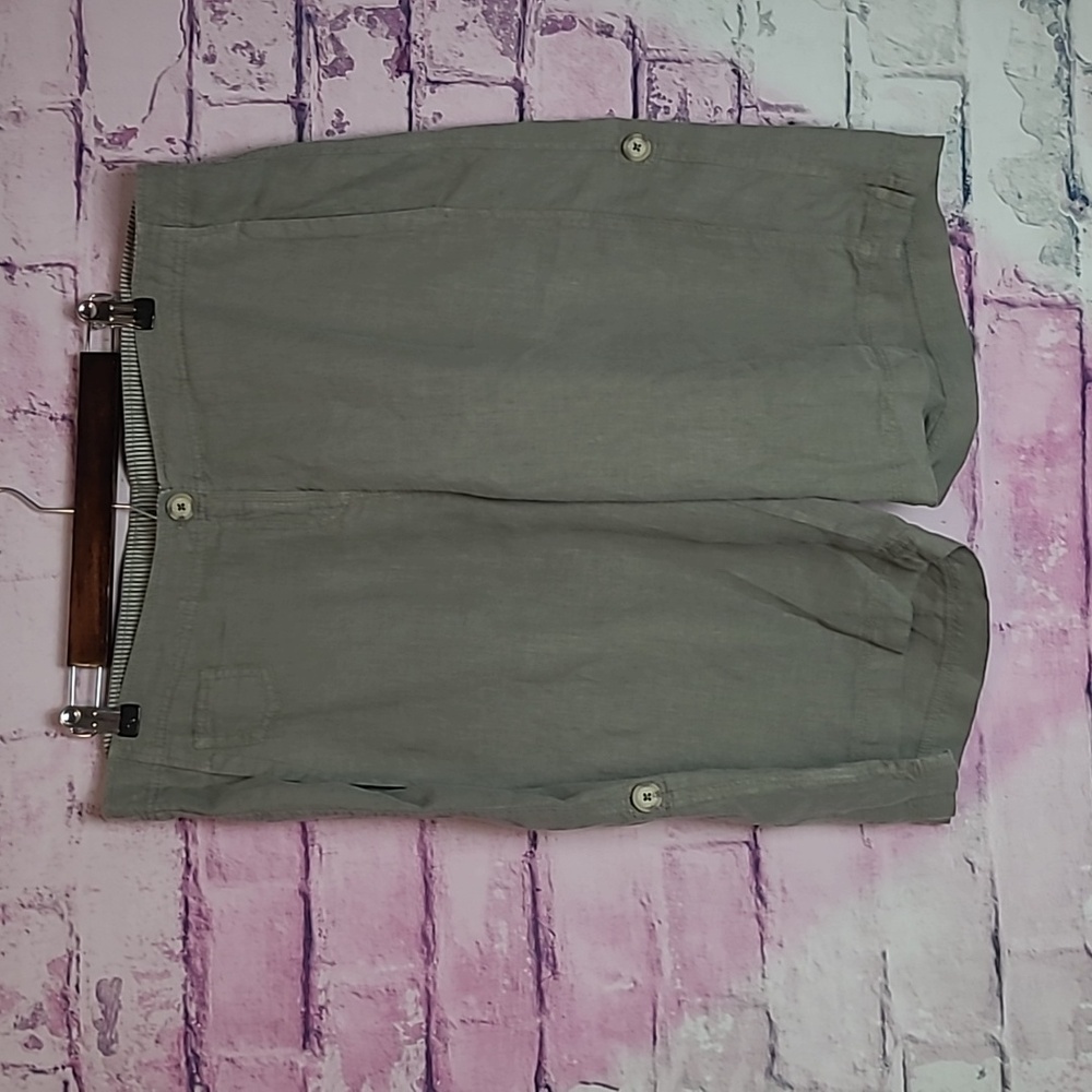 POETRY 100% LINEN GRAY ROLL TAB 2 WAY LENGTH SHORTS 14 NEW WITH TAGS